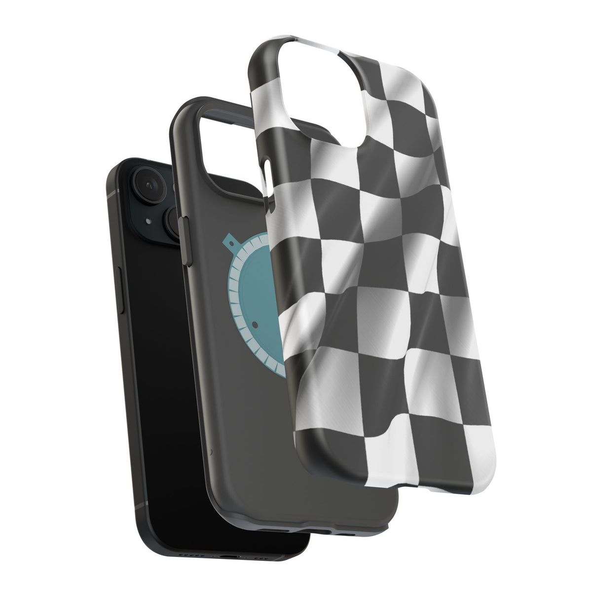 Black and White Checker Flag Waving Magnetic Phone Case