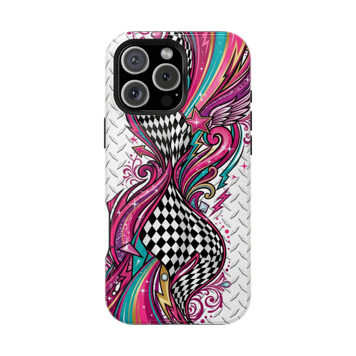 Magnetic Phone Case – Colorful Psychedelic Checkerboard Design