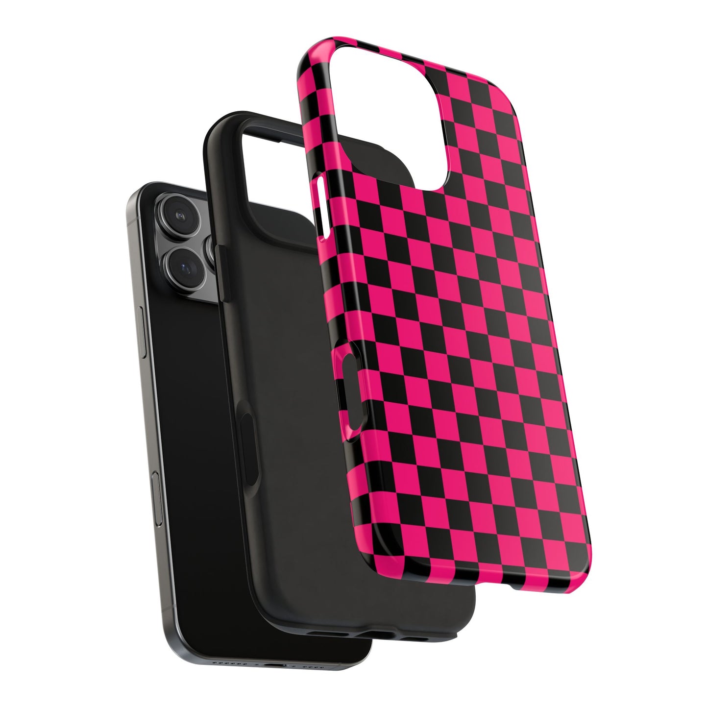 Checker Flag Graphic Pink And Black Tough Phone Cases