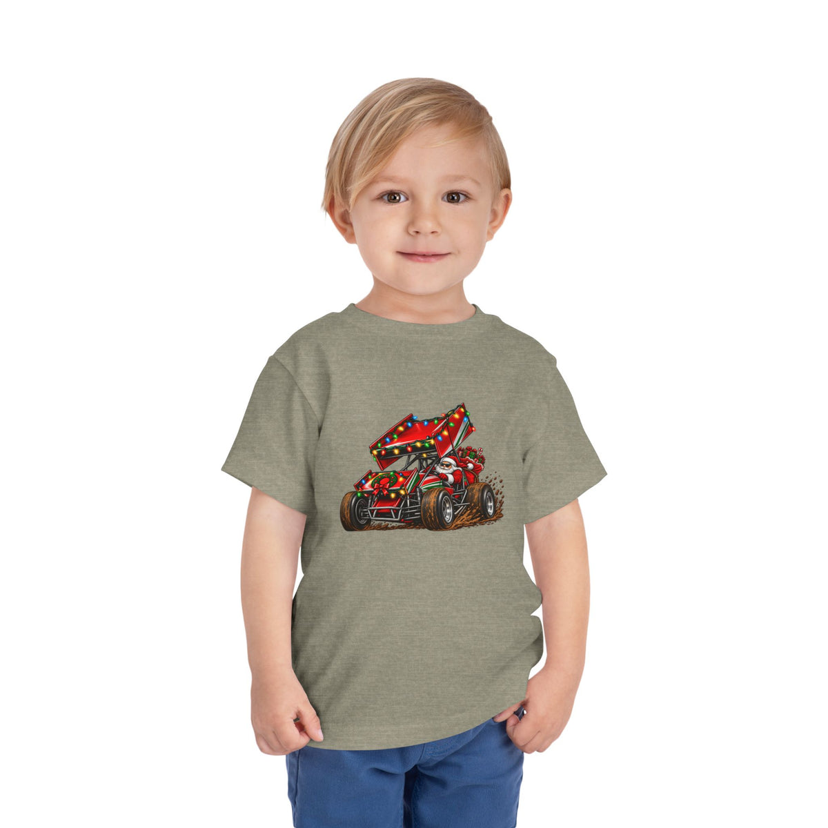 Christmas Racing – Santa Sprint Race Car Design Toddler Short Sleeve Tee