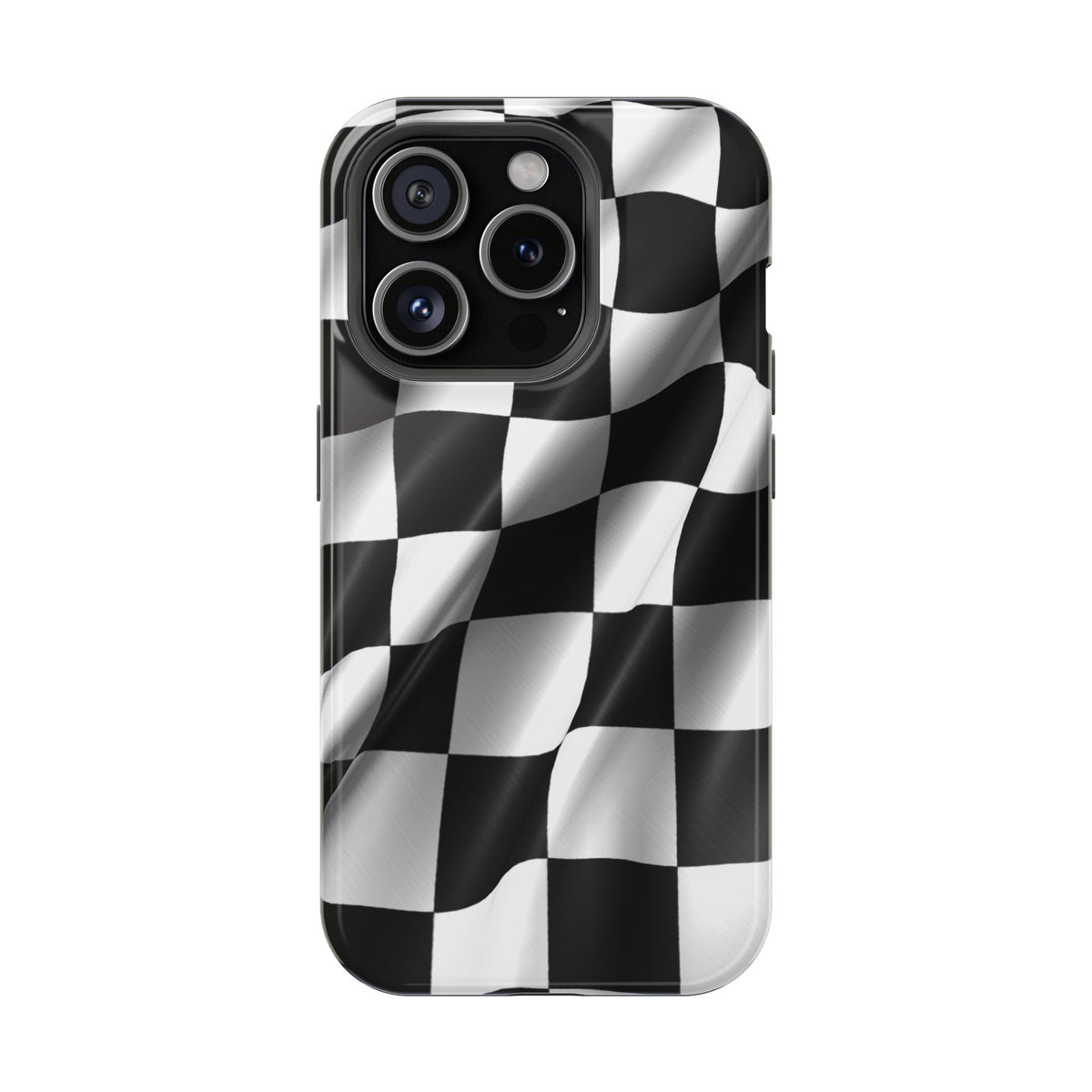 Black and White Checker Flag Waving Magnetic Phone Case