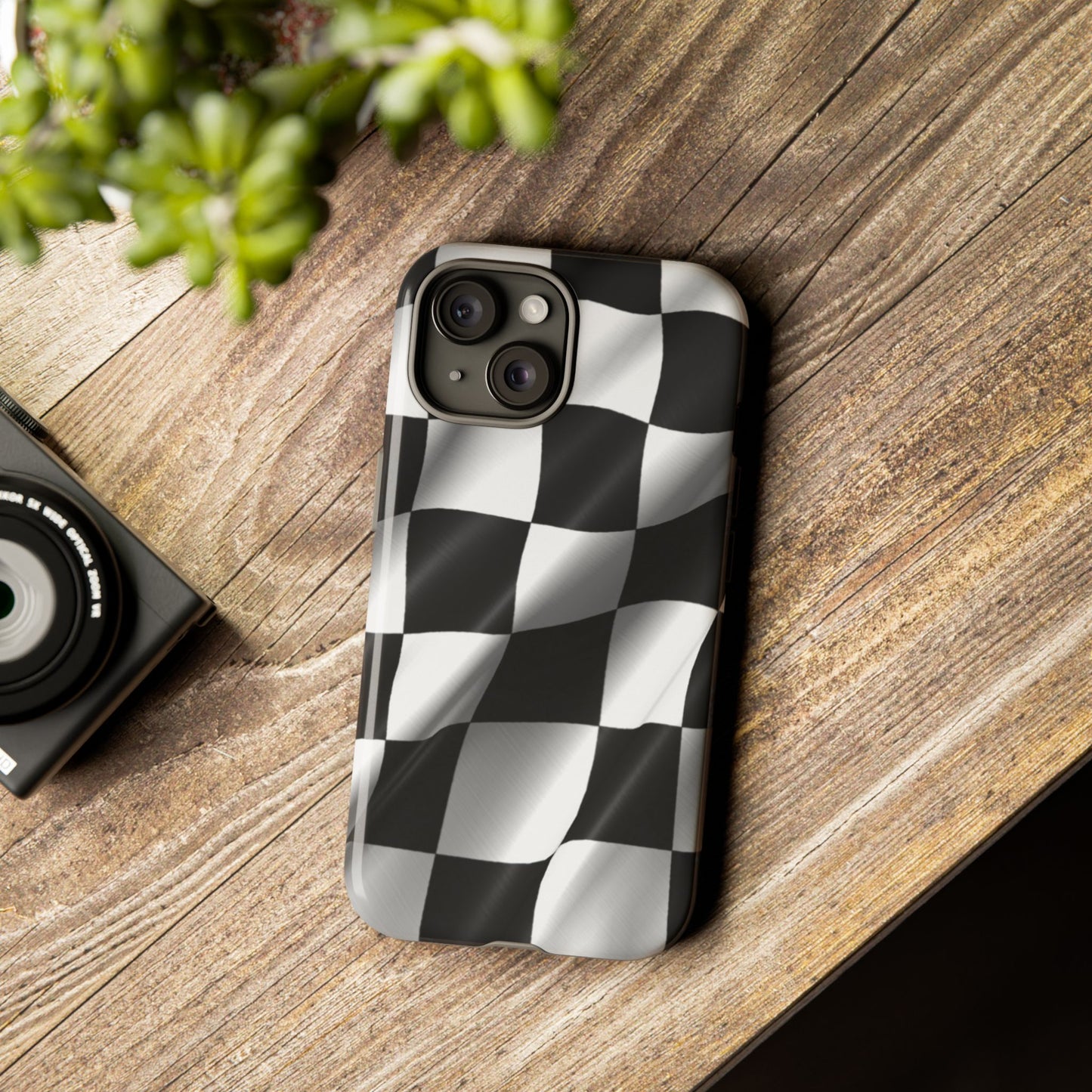 Racing Phone Case, Checkered Flag Design, Tough Case