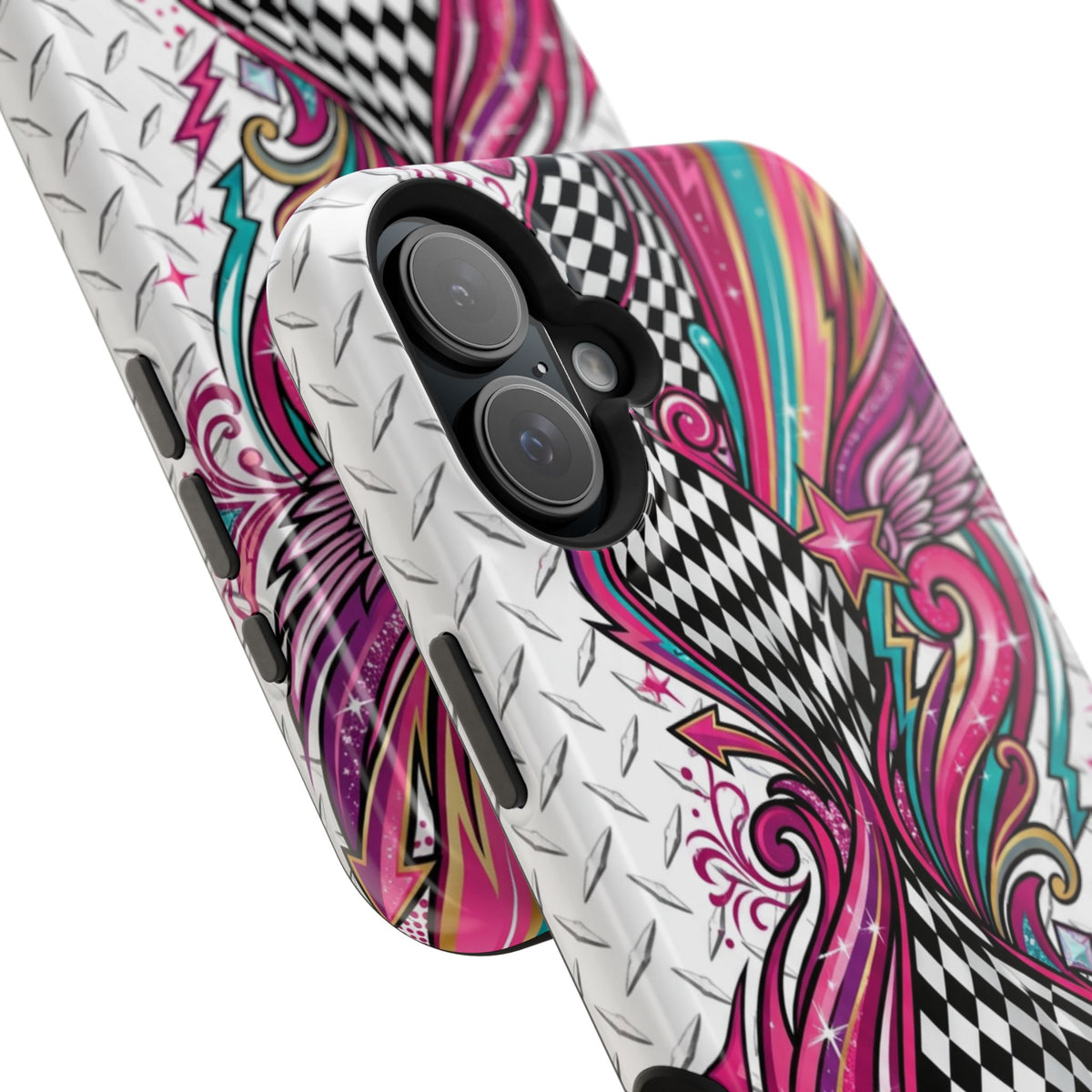 Magnetic Phone Case – Colorful Psychedelic Checkerboard Design