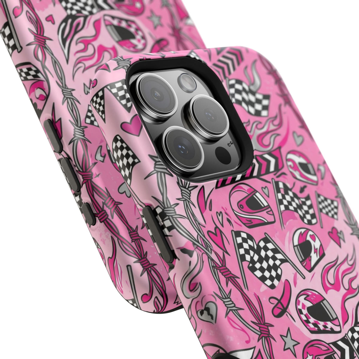 Pink Racing Helmets Magnetic Phone Case