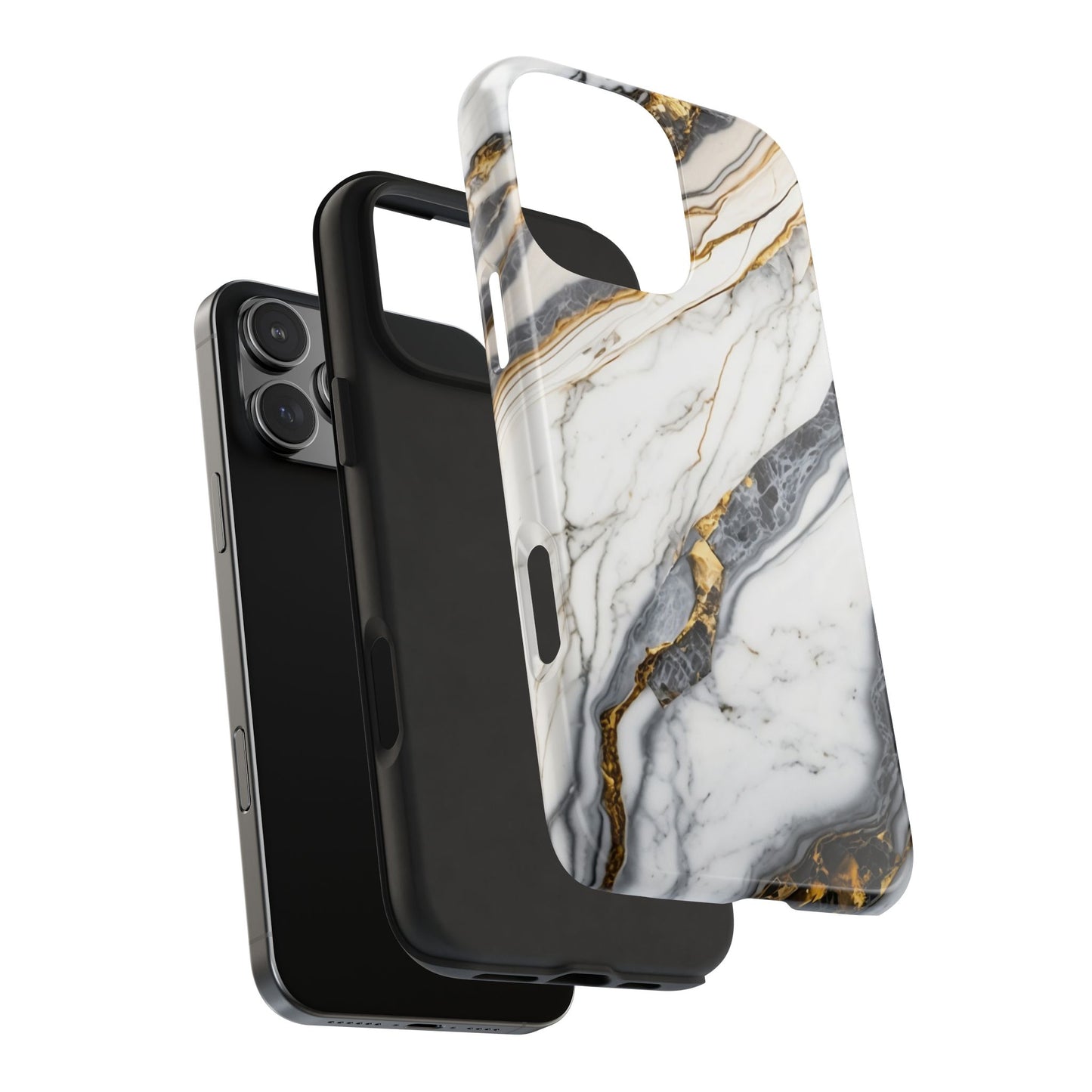 White Gold Marble Tough Phone Cases