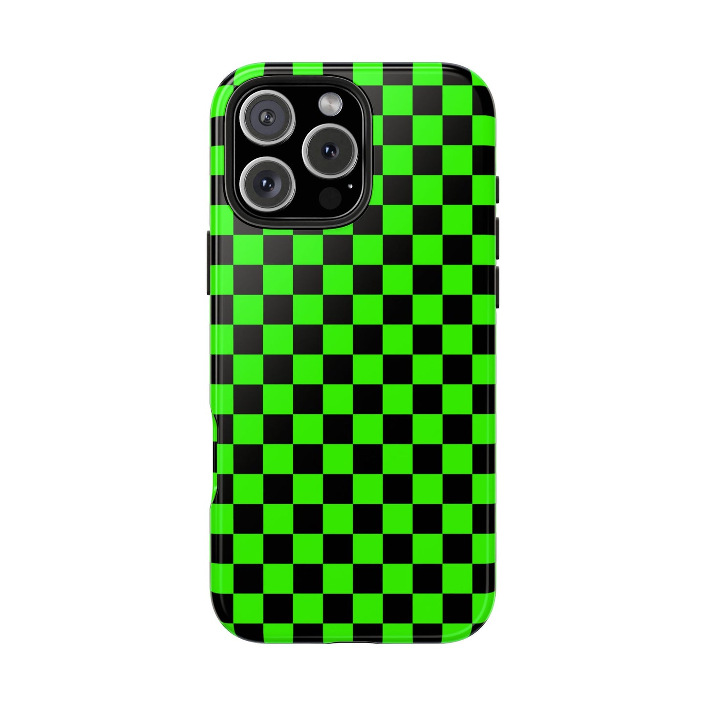 Green and Black Checkered Checkerboard Tough Phone Case