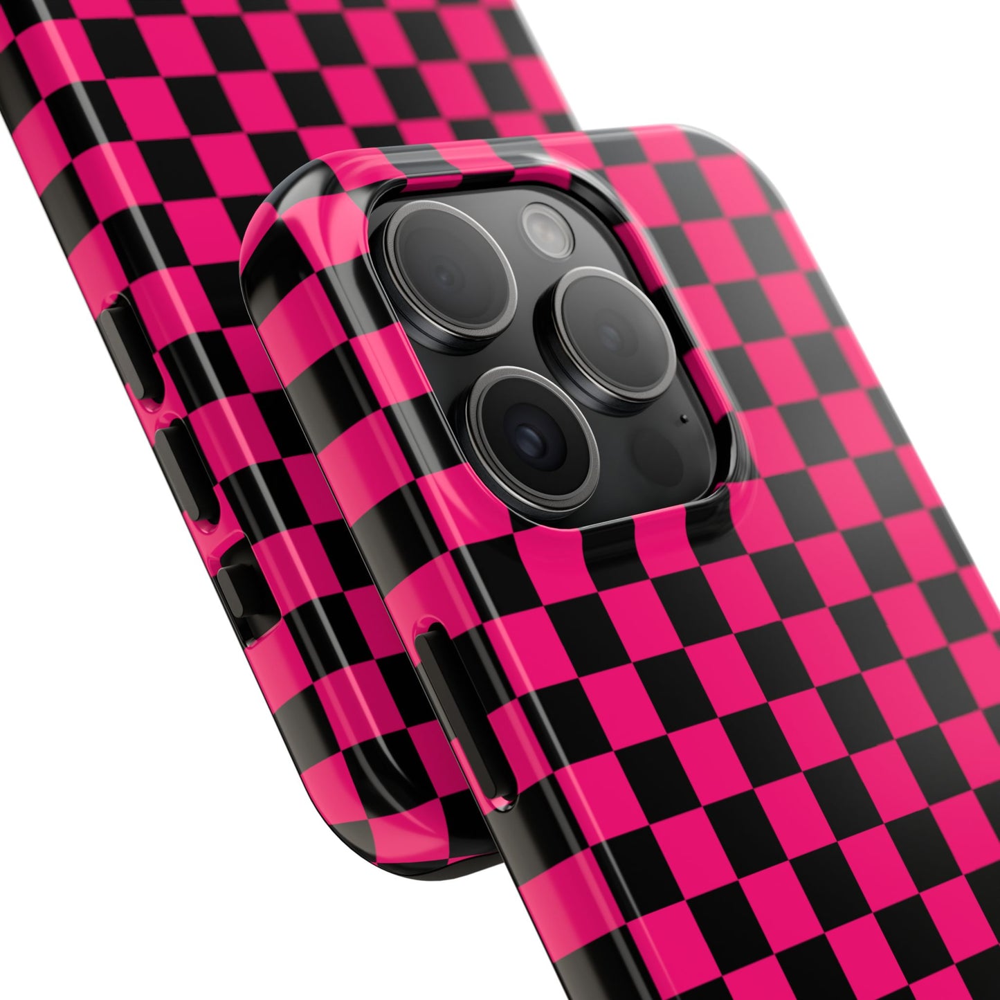 Checker Flag Graphic Pink And Black Tough Phone Cases