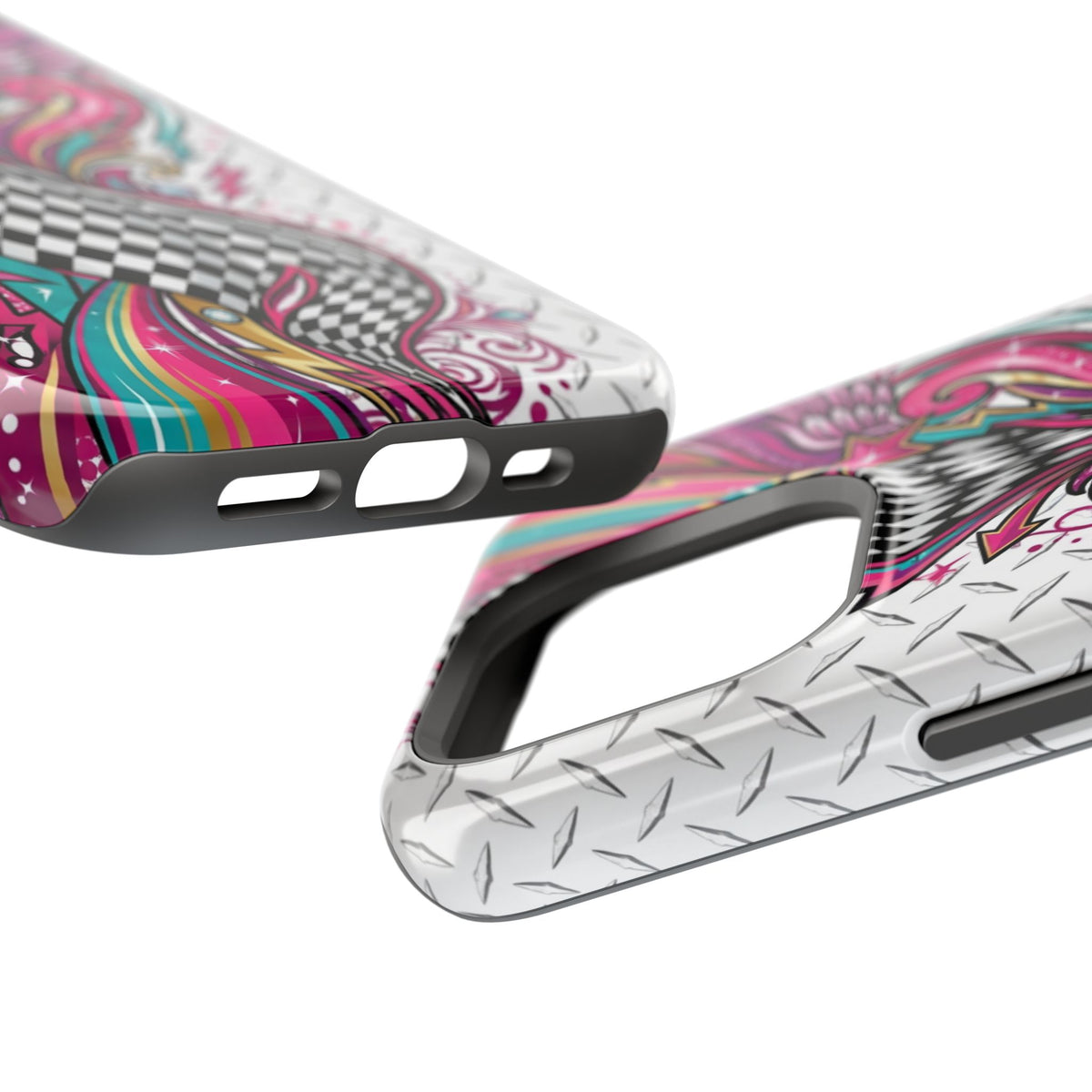 Magnetic Phone Case – Colorful Psychedelic Checkerboard Design