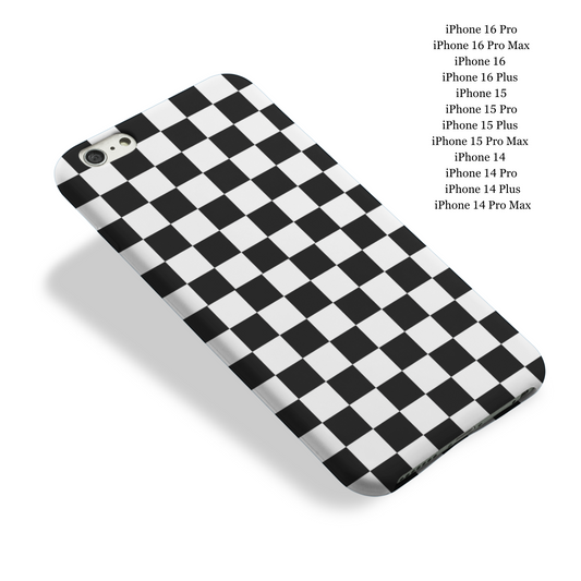 Magnetic Phone Case with Black And White Checkerboard Design, Stylish Magnetic Case, Clear Impact Resistant Phone Cover