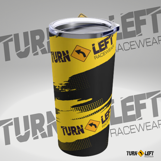 Turn Left T-Shirts Racewear Logo Tumbler. Dirt Track Racing Tumblers, Racing Travel Mugs