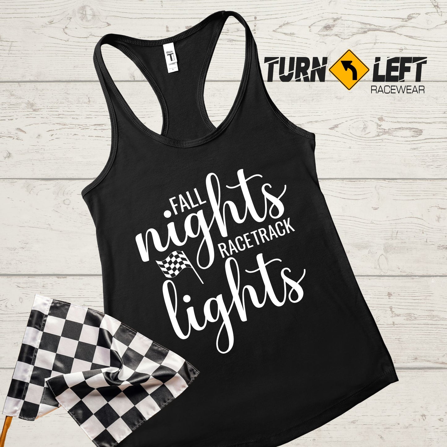 Fall Nights Racetrack Lights Racerback Tank