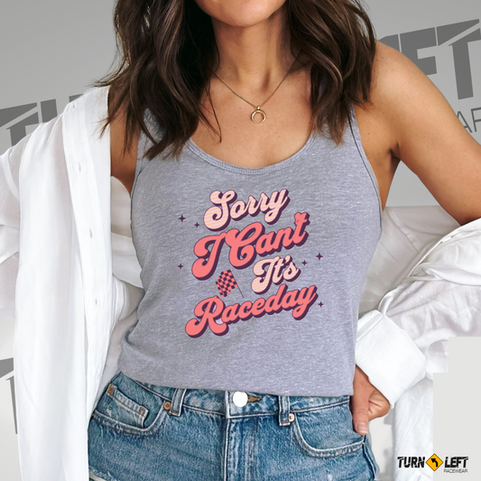 Sorry I Can't It's Raceday Tank Top, Womens Racing Tank Tops, Checker Flag Racing Tank Tops 