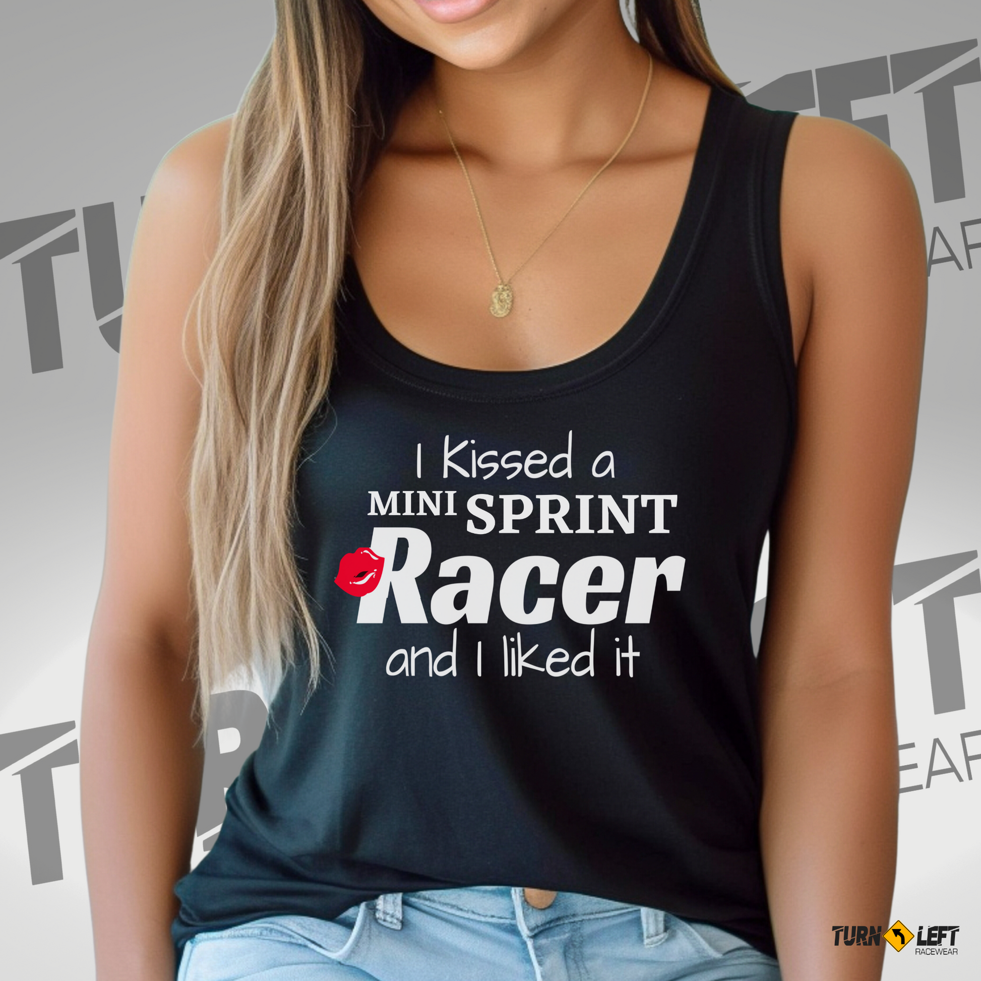 I Kissed A Mini Sprint Racer And I Liked It Tank Top. Women's Dirt Track Racing Shirts
