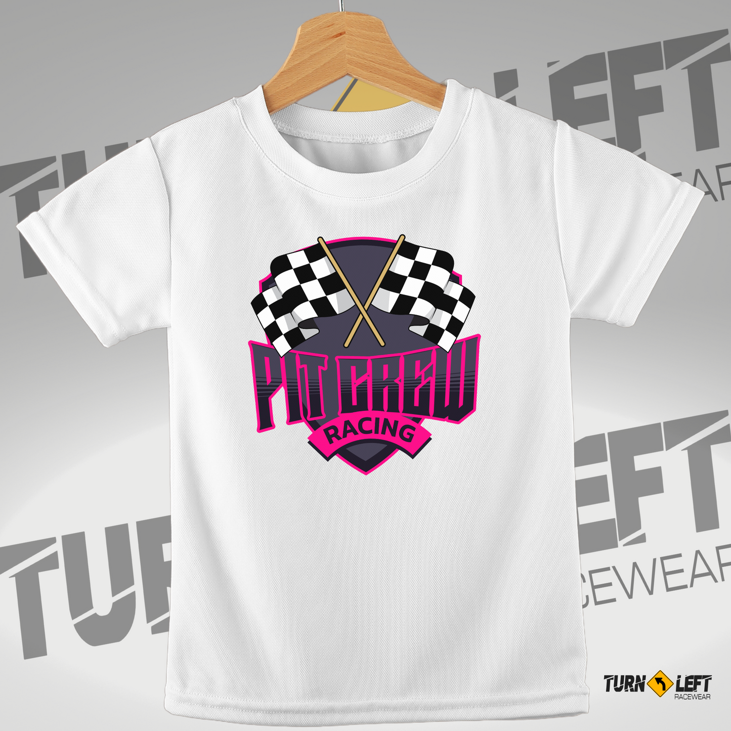 Pit Crew Checker Flag Pink Toddler's Fine Jersey Tee
