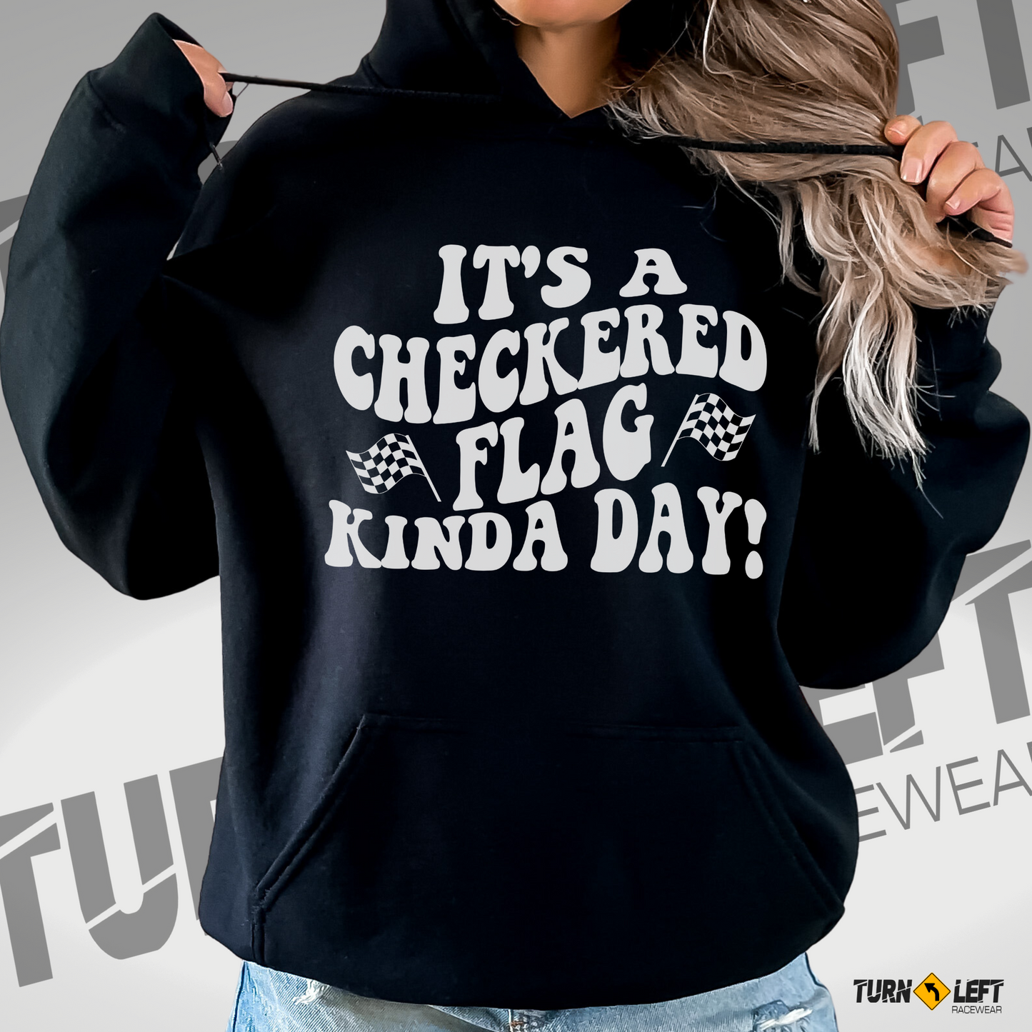 It's A Checkered Flag Kinda Day Unisex Heavy Blend Hooded Sweatshirt