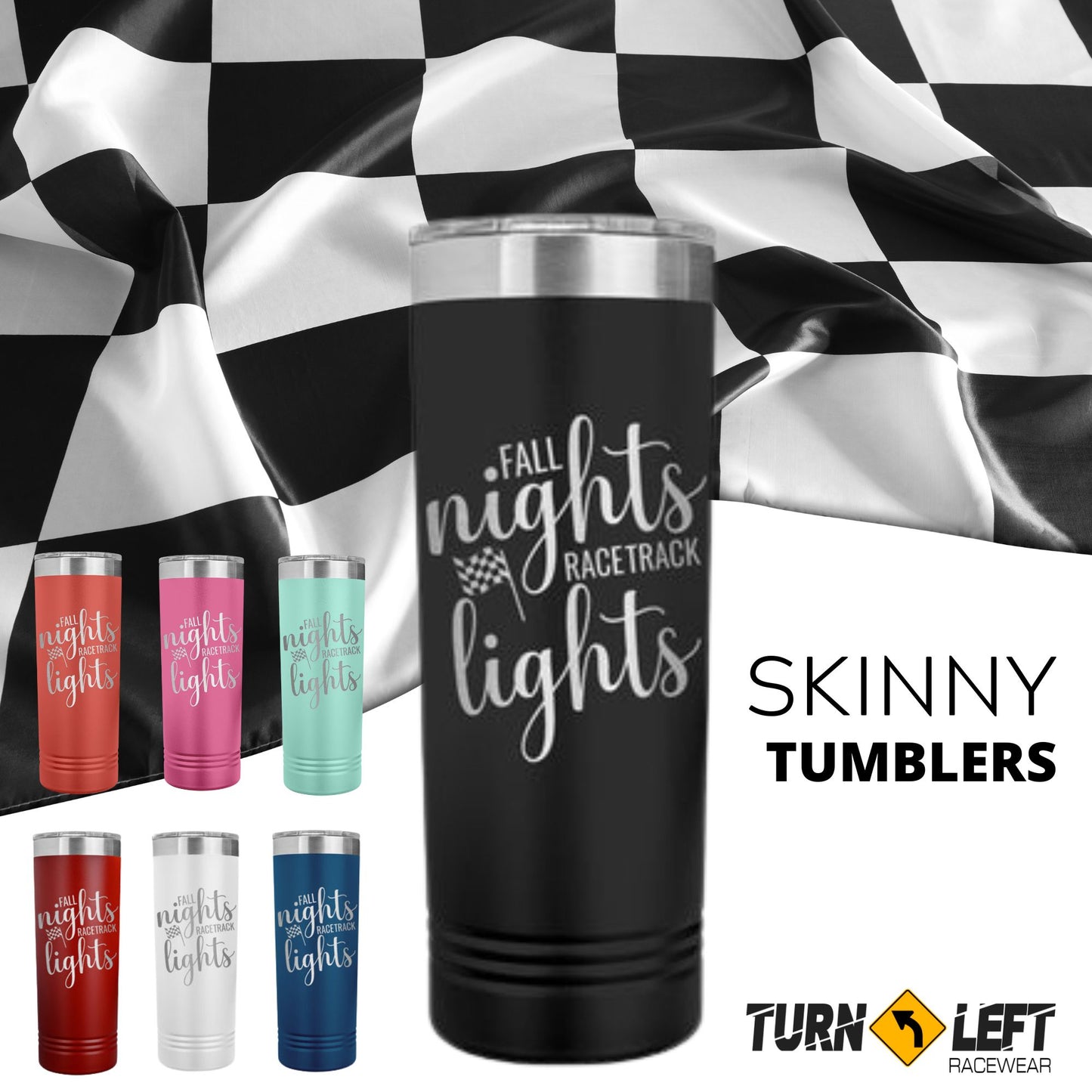 Racing Tumblers Racing Travel Mugs Racing Gifts , Fall Nights Racetrack Lights. Racing Quote Cups.