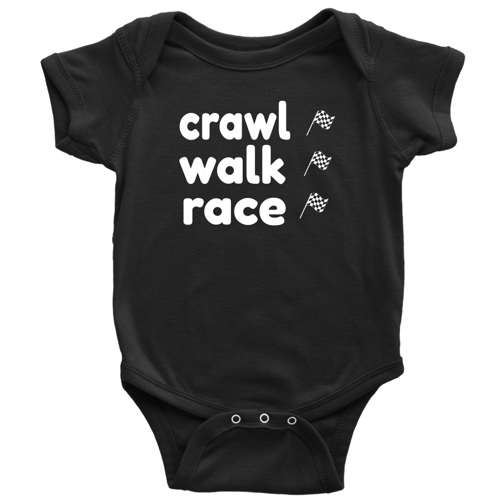 Crawl Walk Race Onesie - Turn Left T-Shirts Racewear