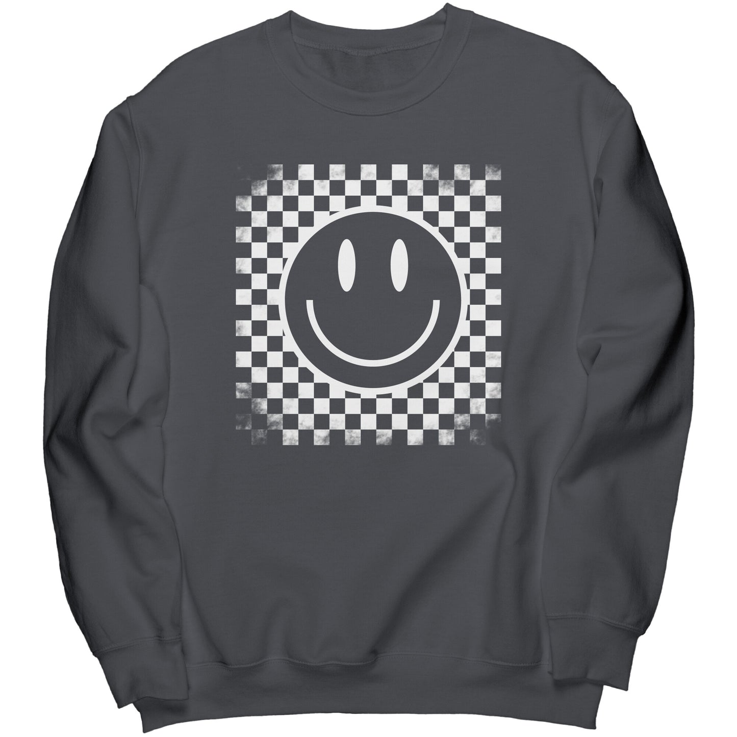 Checkered Flag Happy Face Crewneck Sweatshirt