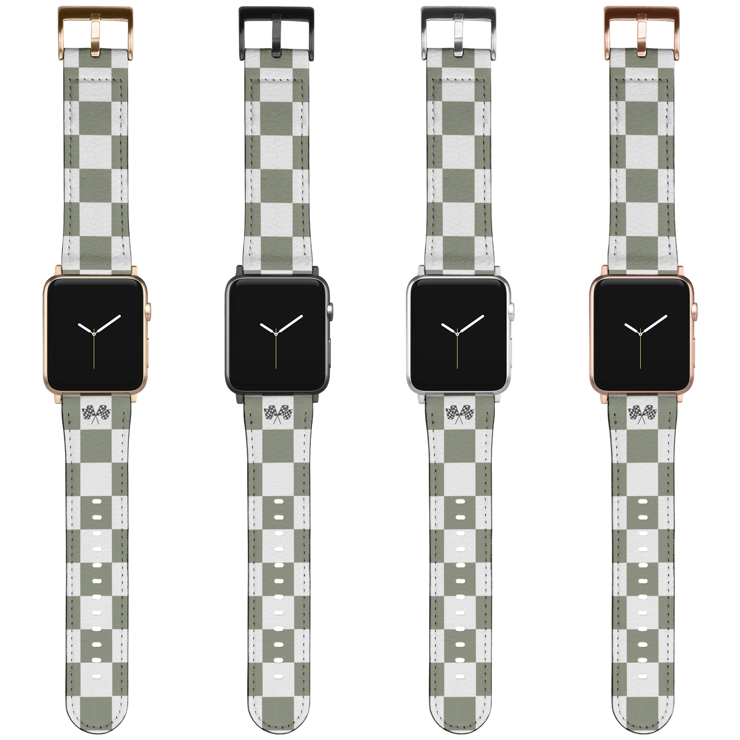 Leather Army Checkered Flag Racing Apple Watch Band