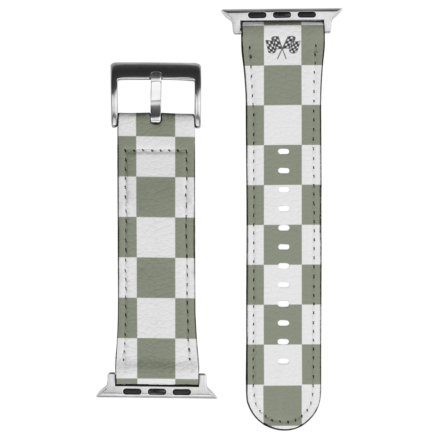 Leather Army Checkered Flag Racing Apple Watch Band