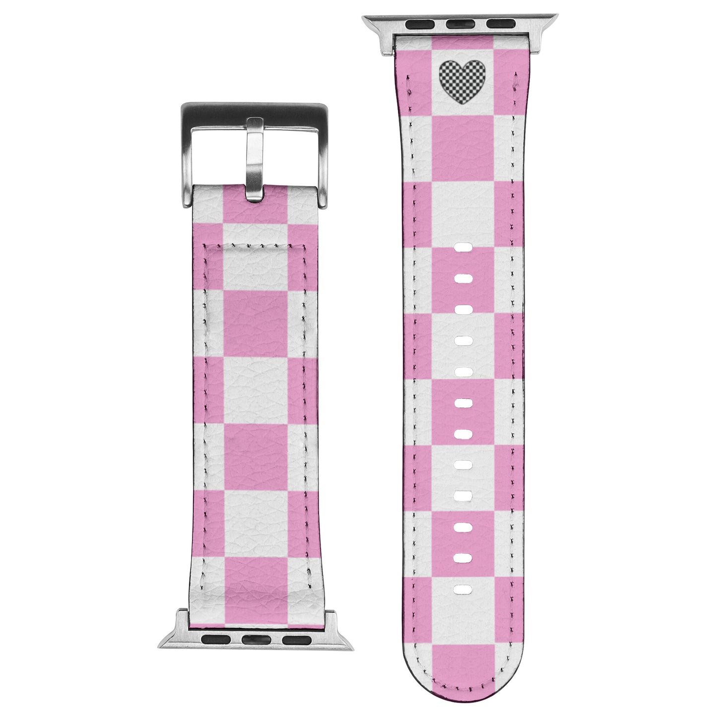 Leather Pink Checkered Flag Racing Apple Watch Band