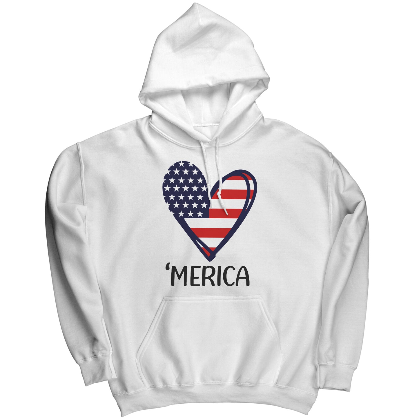 Merica American Flag Heart Hoodie