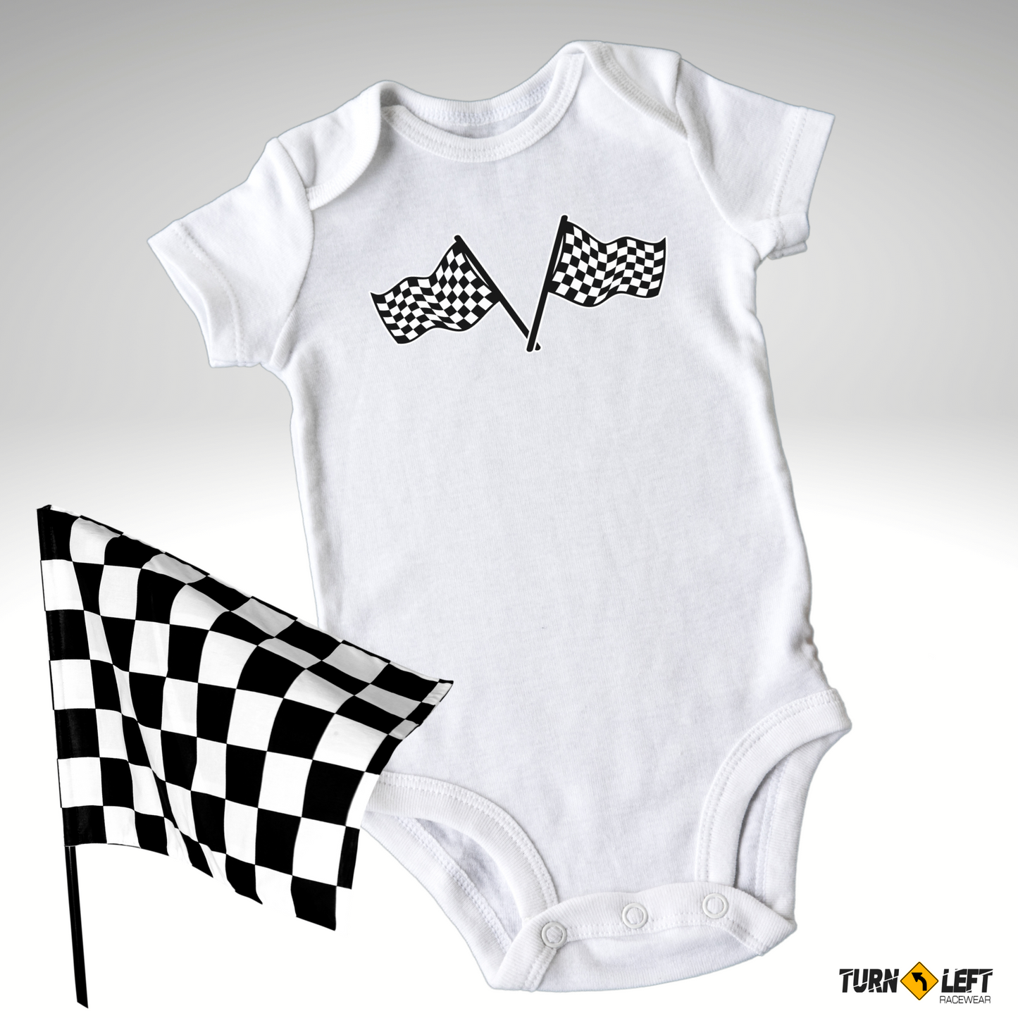 DOUBLE CHECKERED FLAG RACING INFANT BODYSUIT