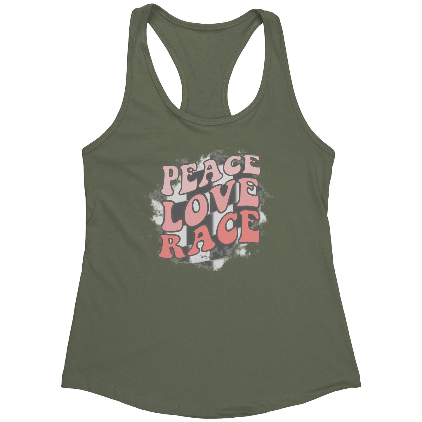 Peace Love Race Checkered Flag Tank Top