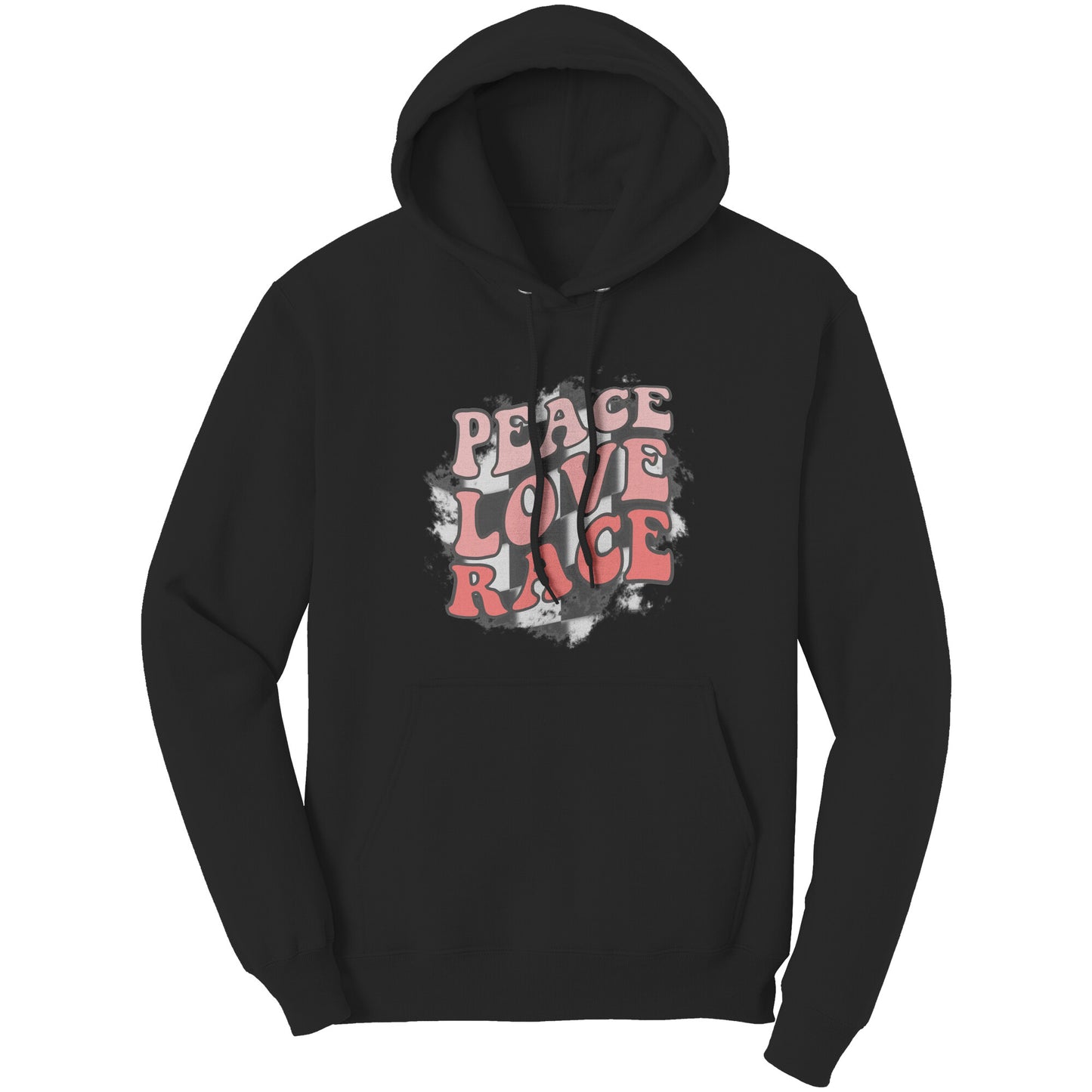 Peace Love Race Checkered Flag  Hoodie