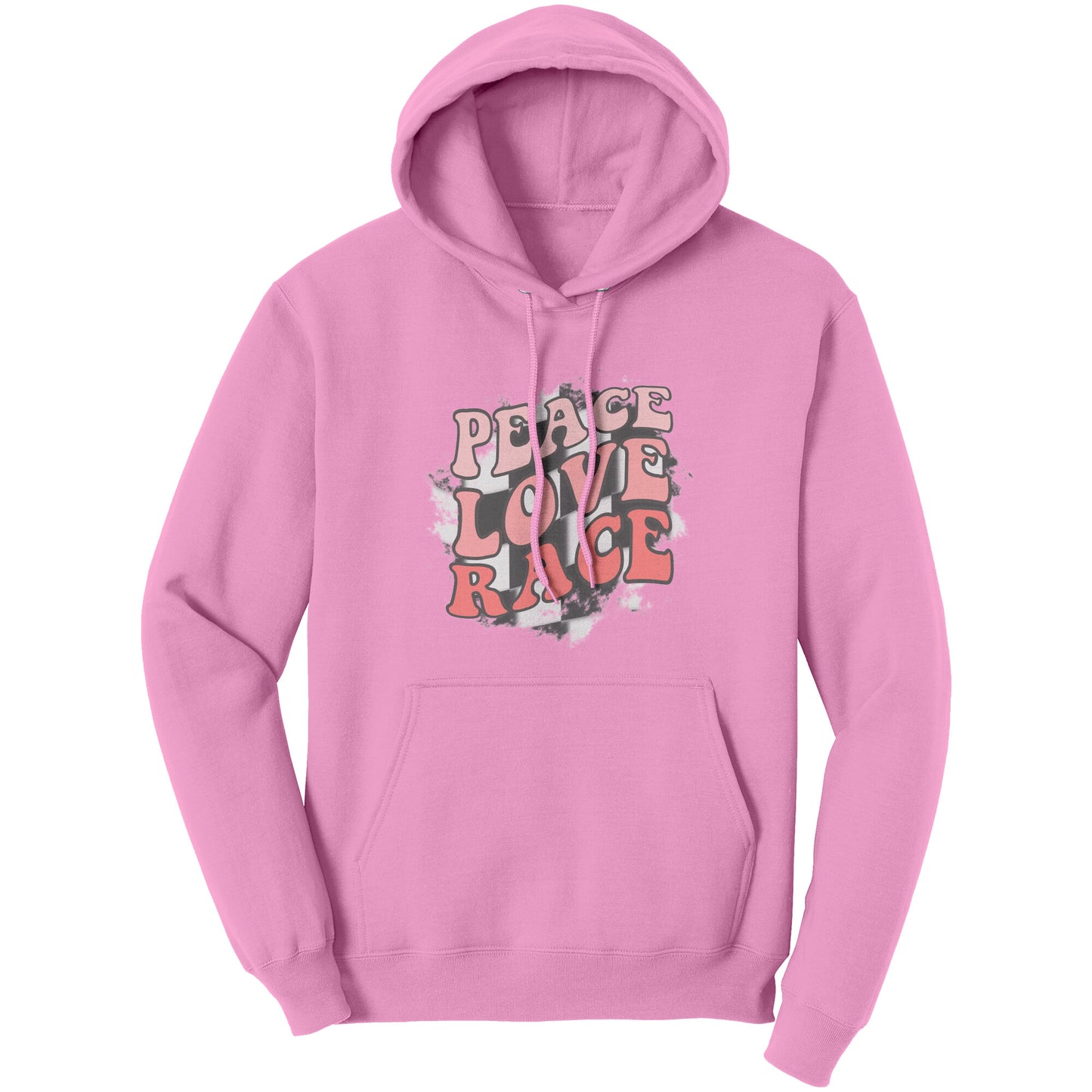 Peace Love Race Checkered Flag  Hoodie