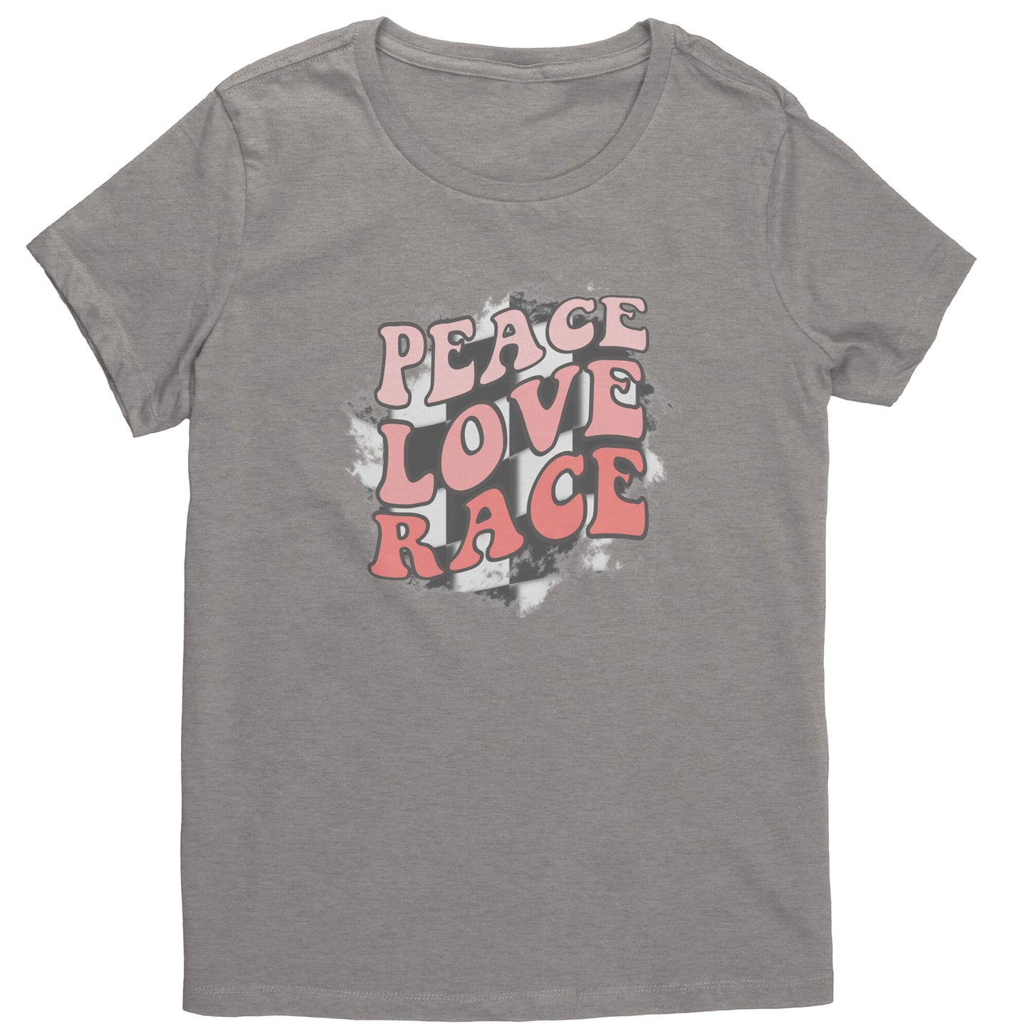 Peace Love Race Distressed Checkered Flag T-Shirt