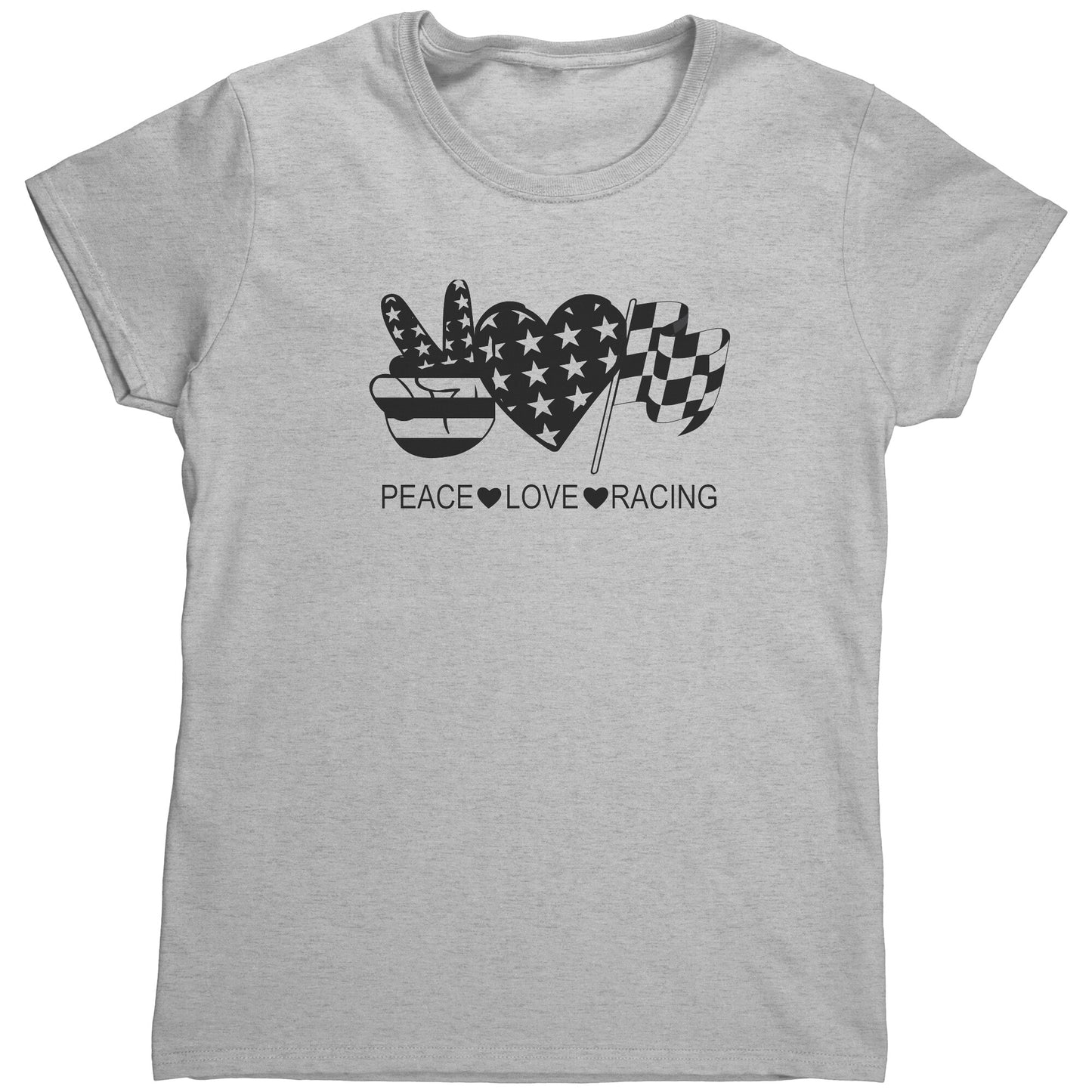 Peace Love Racing US FLAG Checkered Flag Women's T-Shirt