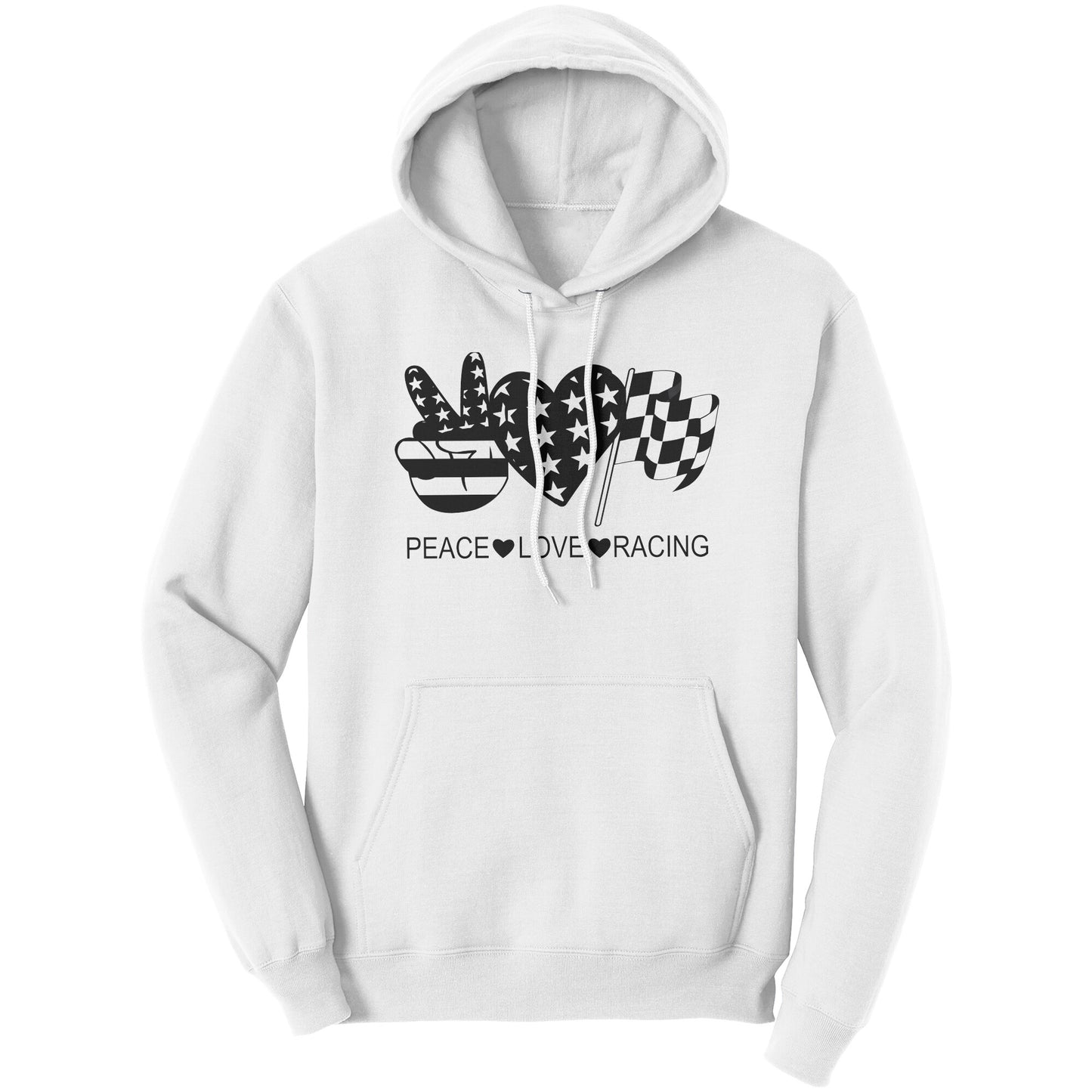 Peace Love Racing US FLAG Checkered Flag Women's Hoodie