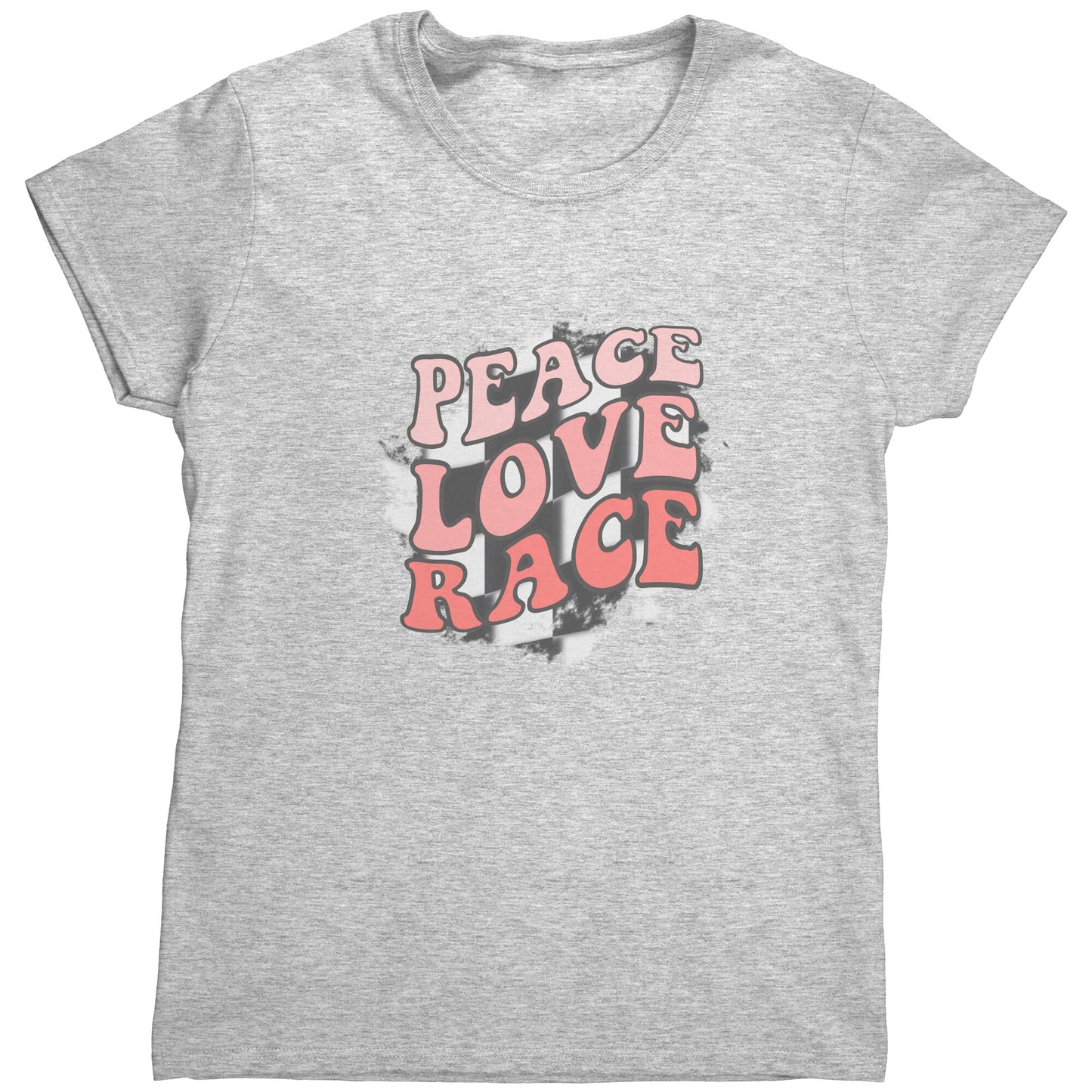 Retro Hippy Peace Love Race Checkered Flag Women's T-Shirt