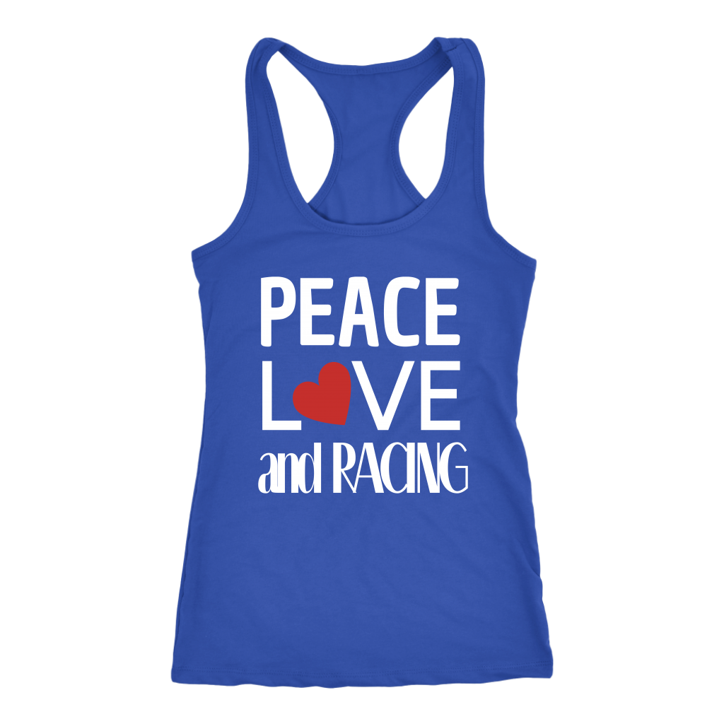 Peace Love and Racing Tank Top (Heart) - Turn Left T-Shirts Racewear