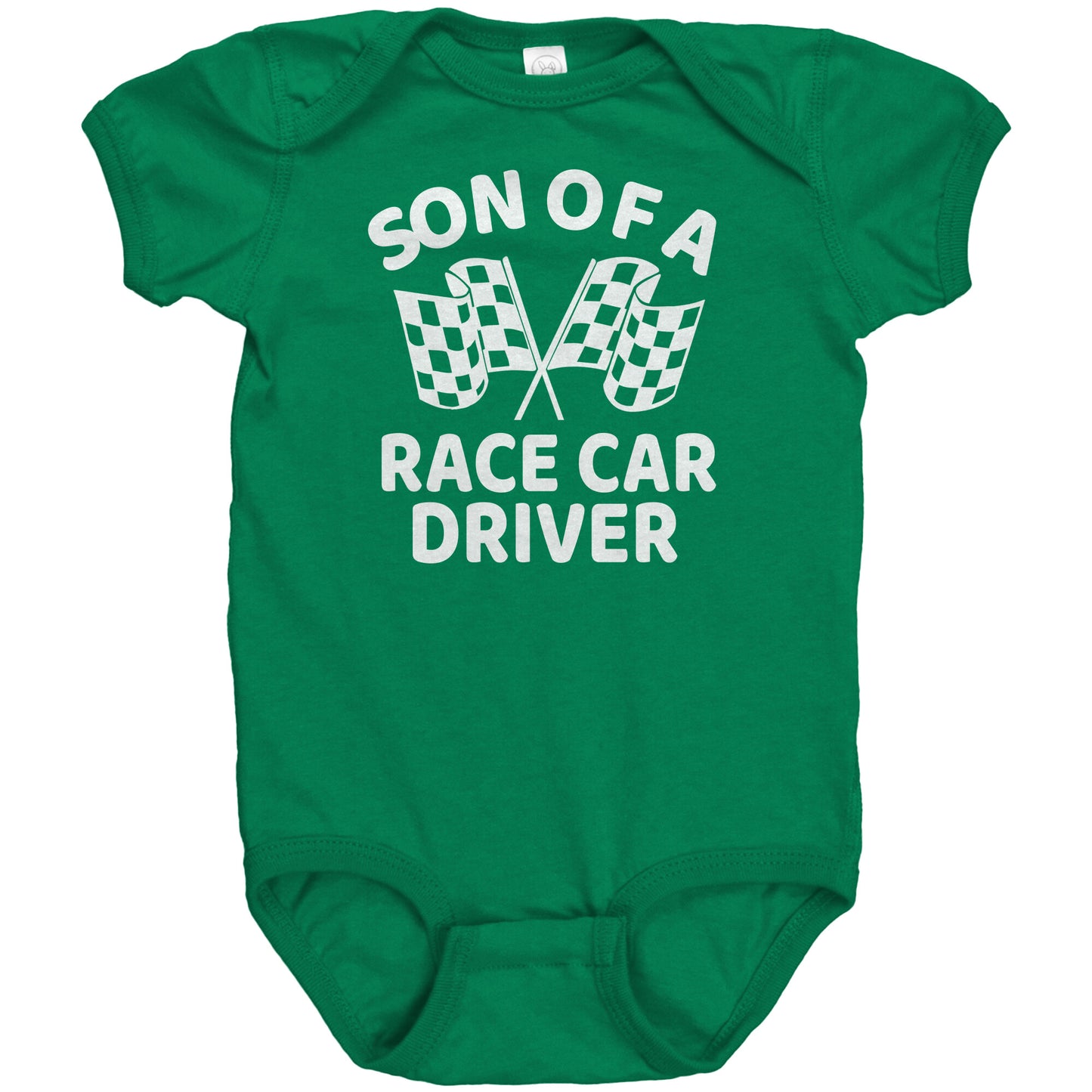 SON OF A RACE CAR DRIVER CHECKERED FLAG INFANT BODYSUIT