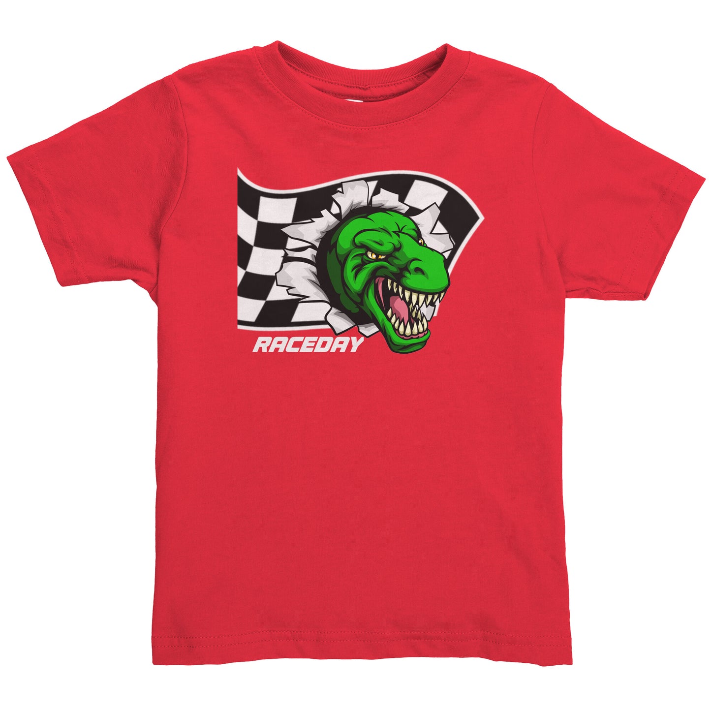 T-Rex Racing Checkered Flag Toddler T-Shirt