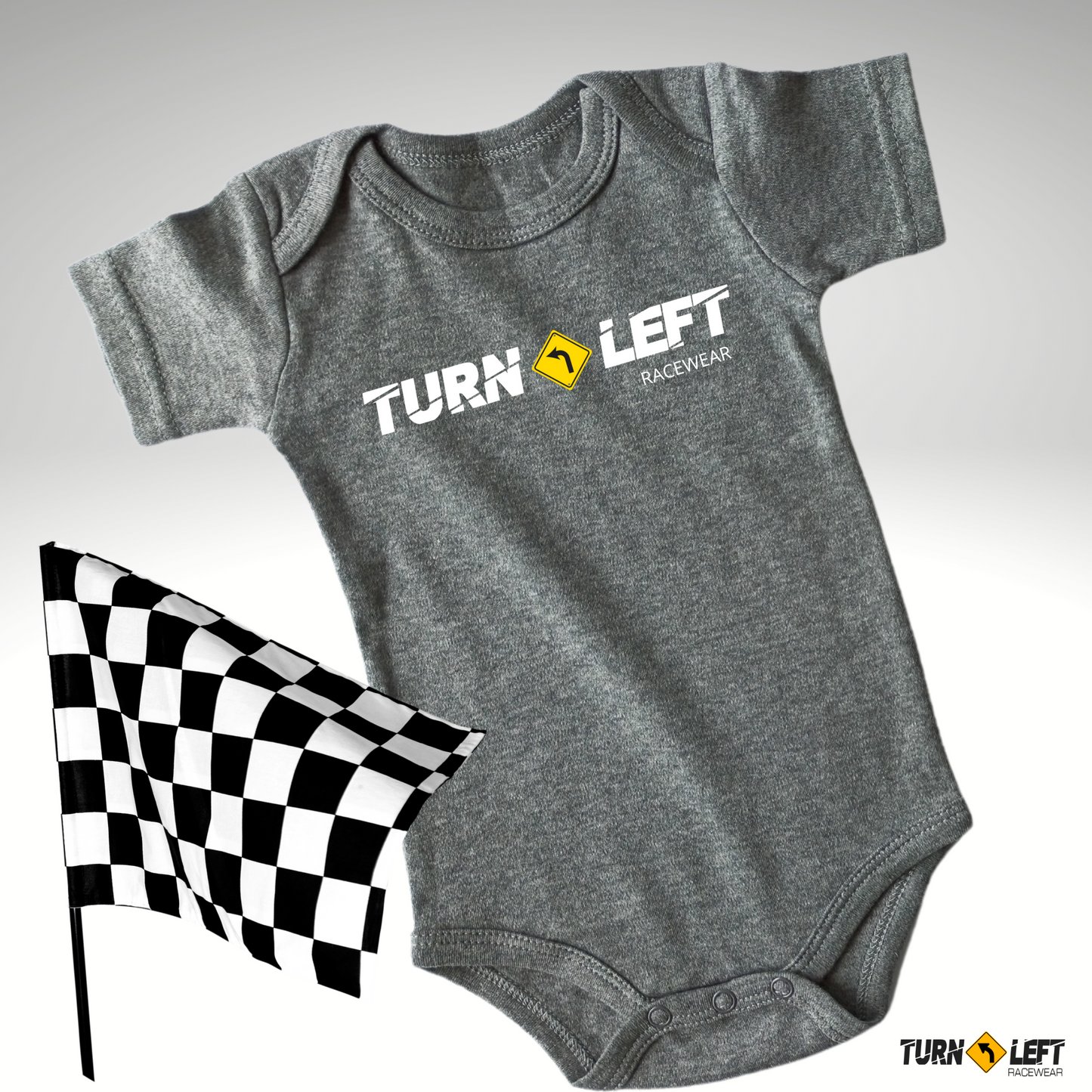 Turn Left Racewear Racing Logo Infant Bodysuits