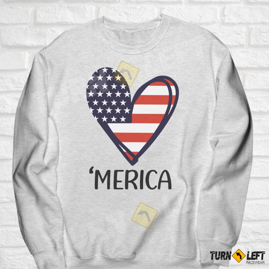 4th of July American Flag Crewneck Shirt Boho Heart American Flag Sweatshirt. Merica July 4th Shirts 