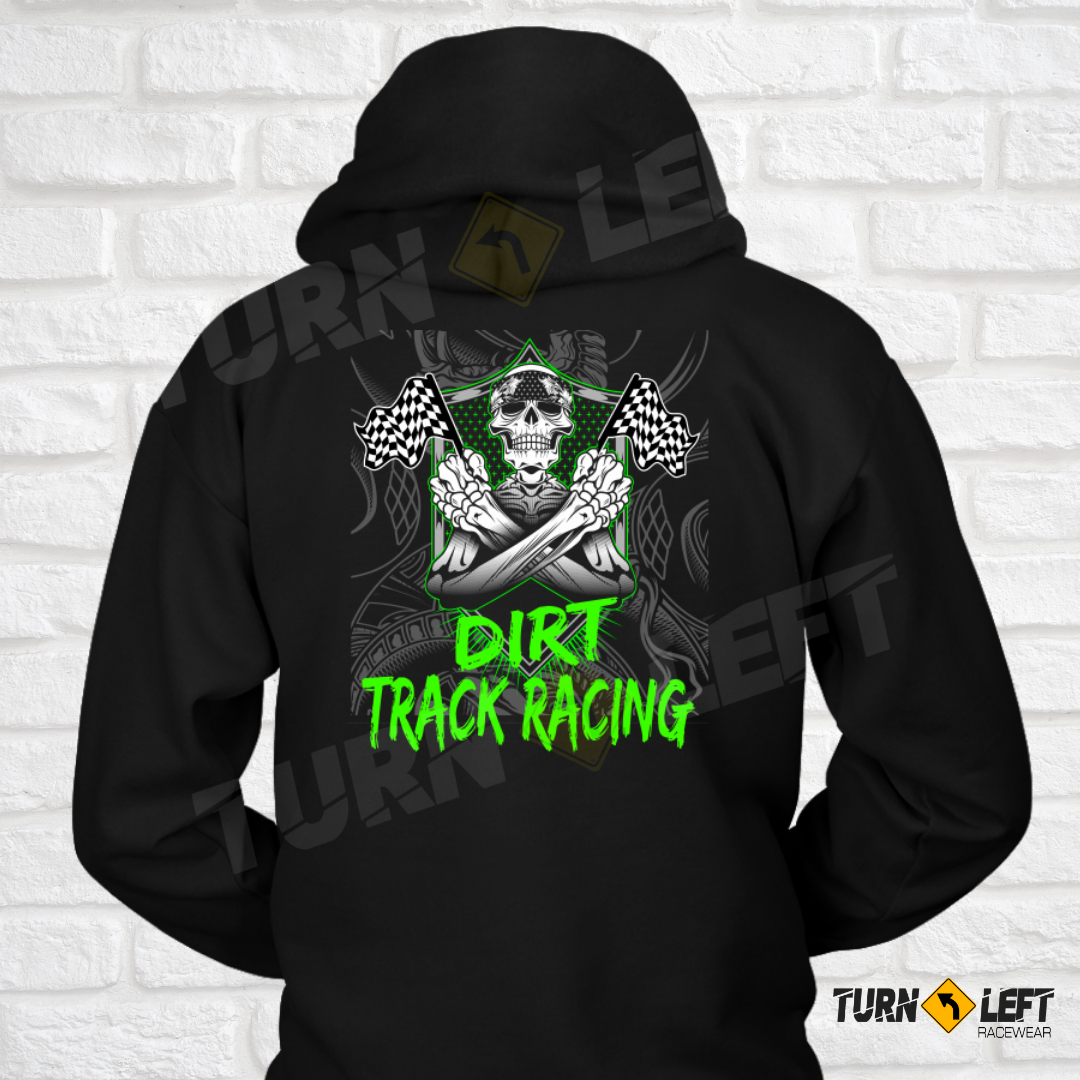 Mens Dirt Track Racing Skull Sweatshirts. Checkered flag skull racing gear