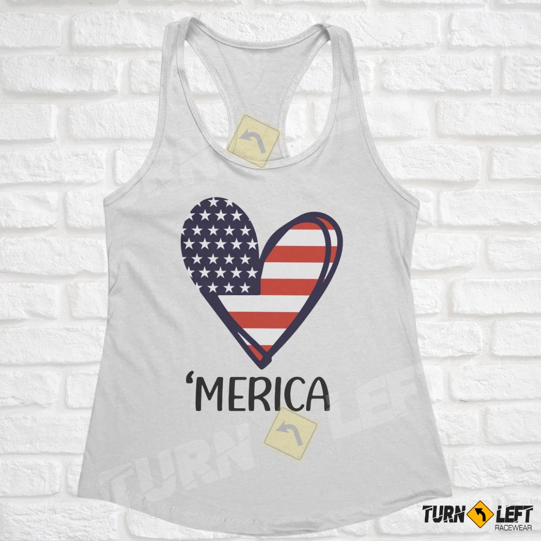 Merica Tank Top For Women. American Flag heart shirts. July 4th tank tops.