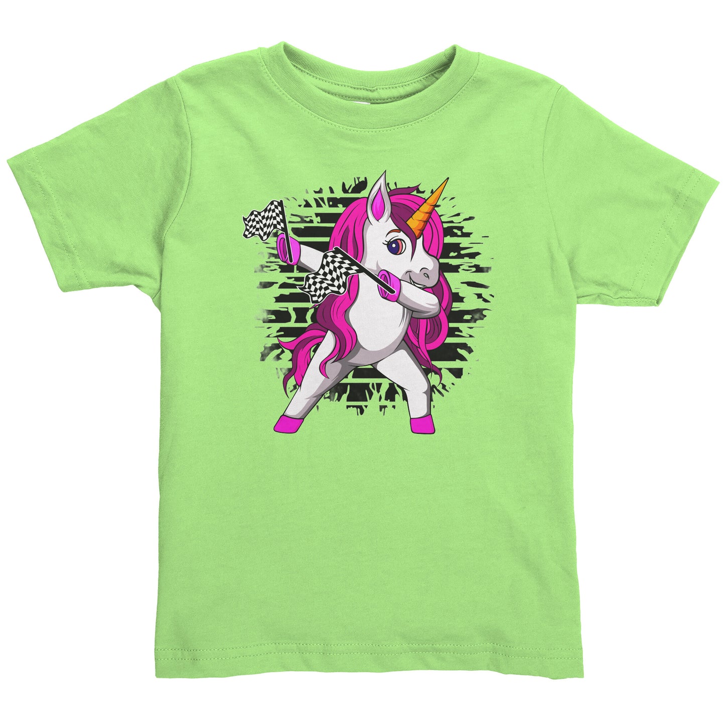 Unicorn Racing Checkered Flag Toddler T-Shirt