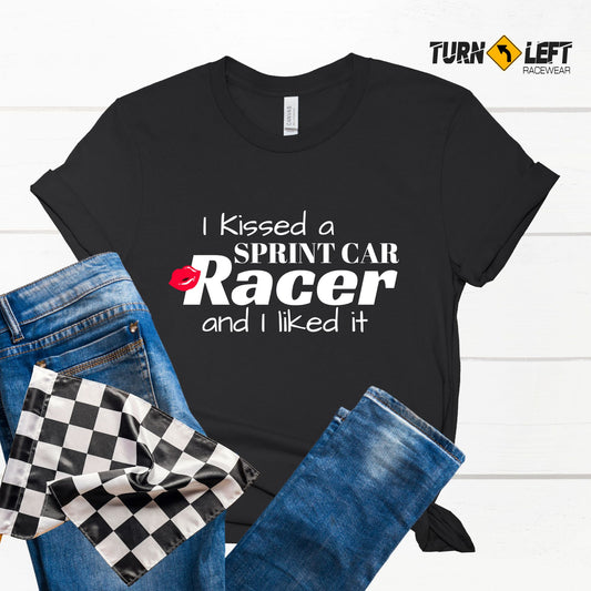 I Kissed A Sprint Car Racer And I Liked It T-shirt. Womens  Dirt Track Racing Shirts. Race wife shirts Racers Girlfriend racing t-shirts. 