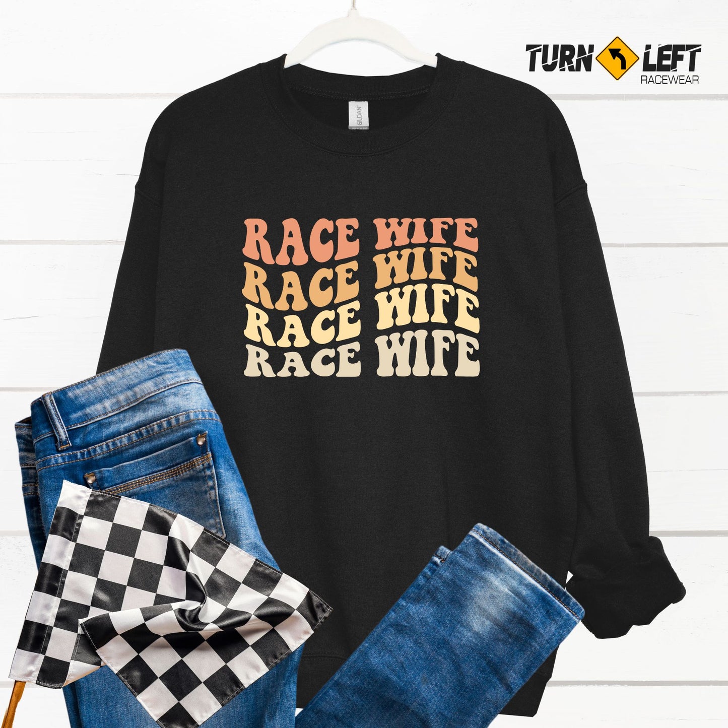 Race Wife Sweatshirt Women Racing Crewneck Sweatshirts Racing Gifts 