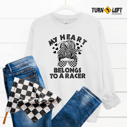 My Heart Belongs To A Racers Shirt. Race Wife Sweatshirt, Racers girlfriend shirts. Womens racing sweatshirts. Dirt Track Racing Sweatshirts for Women