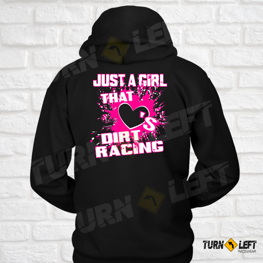 Womens Dirt Track Racing Hoodie Just A Girl That Loves Dirt Racing Sweatshirt 