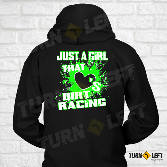 Just A Girl That Loves Dirt Racing Sweatshirt. Womens Dirt Track Racing Hooded Sweatshirts,