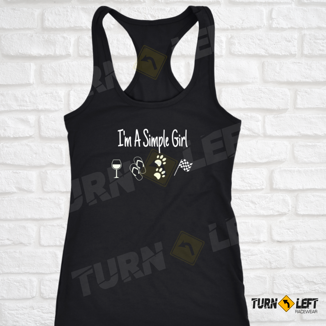 I'm A Simple Girl Tank Top Checkered Flag Racing Gifts for Women 