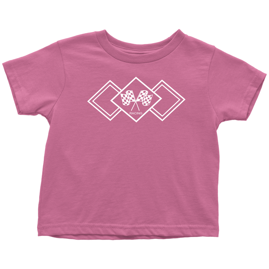 Checkered Flag Racing Design Toddler T-Shirt - Turn Left T-Shirts Racewear