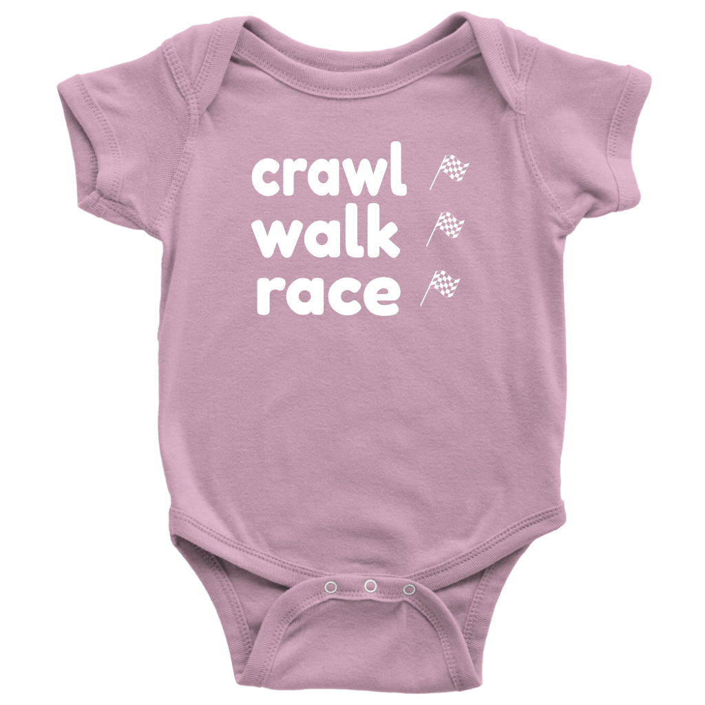 Crawl Walk Race Onesie - Turn Left T-Shirts Racewear